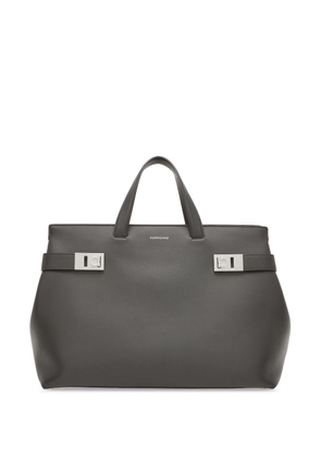 Ferragamo Gancini-buckle leather tote bag - Grey