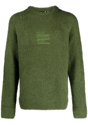 Raf Simons X Fred Perry slogan-embroidered wool-blend jumper - Green