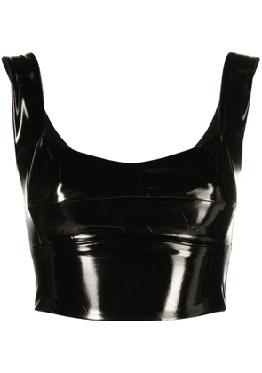 Atu Body Couture patent faux-leather crop top - Black