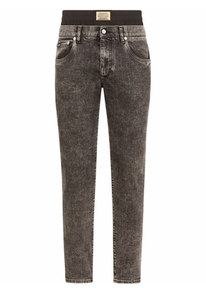 Dolce & Gabbana layered-waistband slim fit jeans - Grey