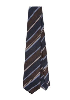 Kiton striped jacquard tie - Blue