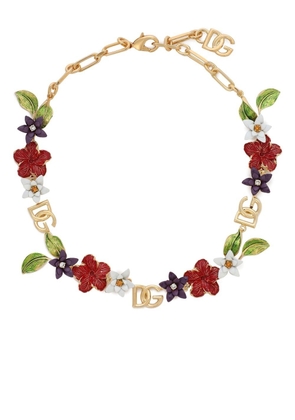 Dolce & Gabbana logo-detail floral necklace - Gold