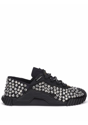 Dolce & Gabbana crystal-embellished lace-up sneakers - Black