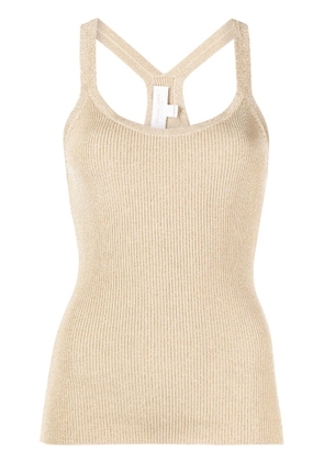 Michael Kors Collection metallic-effect ribbed-knit tank top - Gold