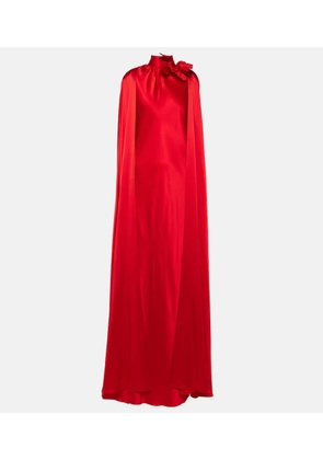 Rodarte Floral-appliqué caped silk gown