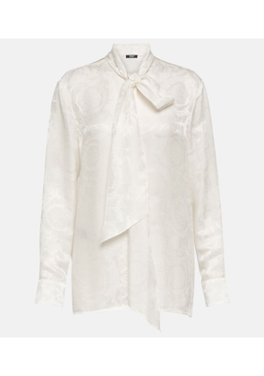 Versace Barocco silk-trimmed jacquard blouse