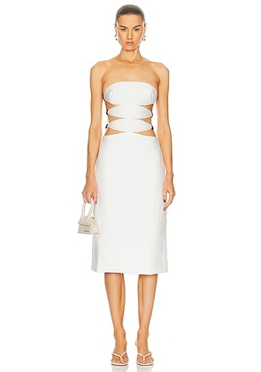 ADRIANA DEGREAS Vintage Orchid Solid Strapless Cutout Midi Dress in Off White - White. Size L (also in M).