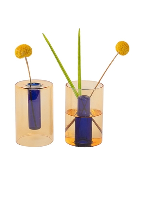 Block Design Small Reversible Glass Vase in Peach.