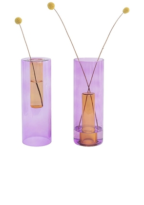 Block Design Large Reversible Glass Vase in Purple.