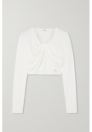 Cult Gaia - Avani Cropped Twist-front Stretch-jersey Top - Off-white - xx small,x small,small,medium,large,x large