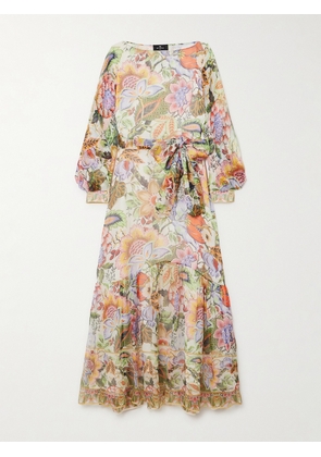 Etro - Belted Floral-print Silk-crepon Maxi Dress - Multi - IT36,IT38,IT40,IT42,IT44,IT46,IT48,IT50