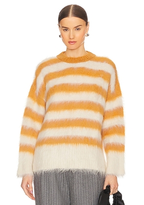 Monse Striped Alpaca Sweater in White,Orange. Size M, XS.