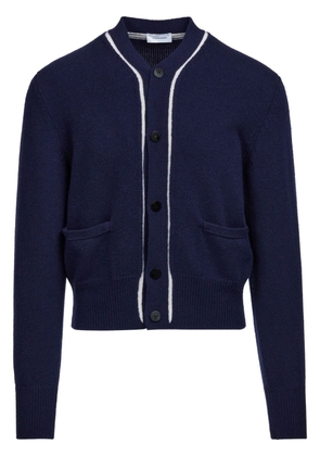 Ferragamo stripe-trim knitted buttoned cardigan - Blue