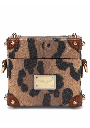 Dolce & Gabbana Crespo leopard-print AirPods case - Brown