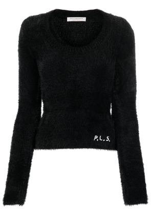 Philosophy Di Lorenzo Serafini logo-embroidered faux-fur jumper - Black
