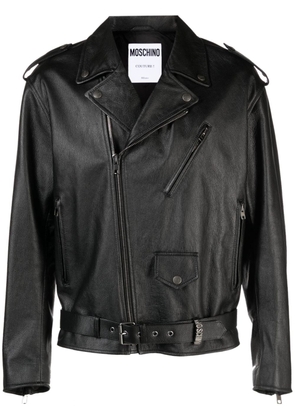 Moschino faux pocket-detail leather biker jacket - Black