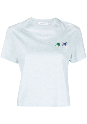 Maison Kitsuné embroidered-logo cropped T-shirt - Blue