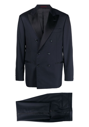 Brunello Cucinelli double-breasted satin-lapel suit - Blue