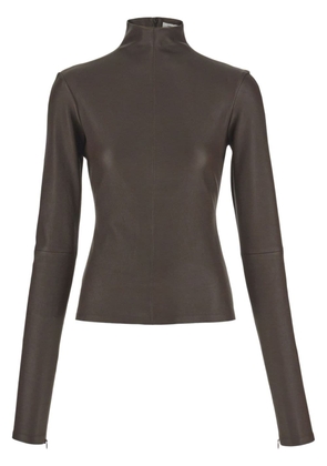 Ferragamo long-sleeve nappa-leather jacket - Brown