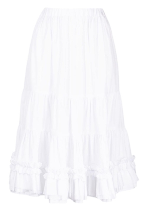 Comme Des Garçons Girl tiered cotton midi skirt - White