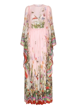 Dolce & Gabbana draped floral-print silk maxi dress - Pink
