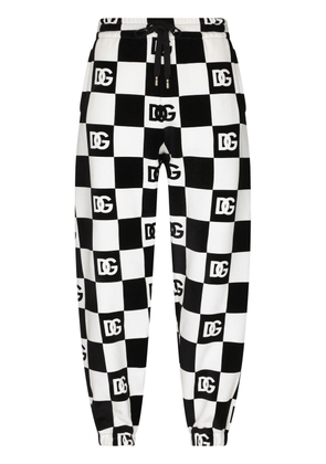 Dolce & Gabbana checkerboard print logo track-pants - Black