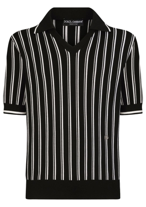 Dolce & Gabbana DG patch striped polo shirt - Black