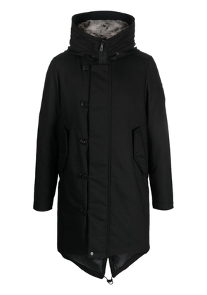 Peuterey logo-patch hooded down coat - Black