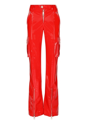 Dolce & Gabbana zip-detail patent-faux-leather trousers - Red