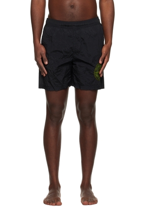 Stone Island Black Embroidered Shorts