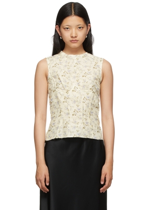 Brock Collection Off-White Linen Floral Thao Tank Top