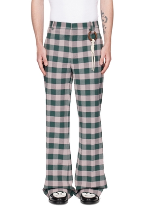 Charles Jeffrey LOVERBOY Purple & Green Check Trousers