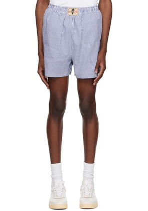 Mr. Saturday White & Blue Patch Shorts