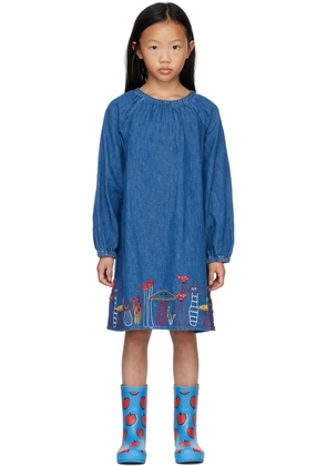 Stella McCartney Kids Blue Embroidered Denim Dress