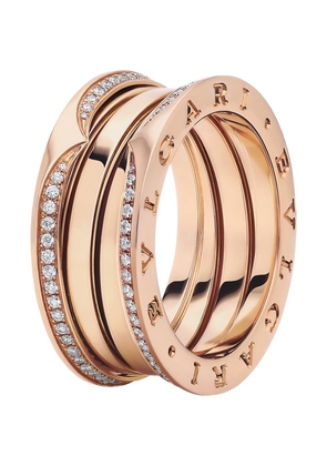 Bvlgari Rose Gold And Diamond B.Zero1 Three-Band Ring