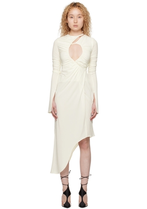 SRVC Off-White Ruched Midi Dress