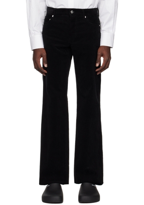We11done Black Two Tucks Low-Rise Wide-Fit Trousers