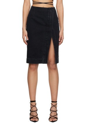 ioannes Black Wrap Denim Miniskirt