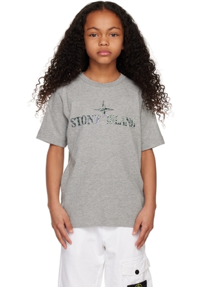 Stone Island Junior Kids Gray Printed T-Shirt
