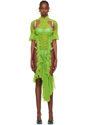 Ester Manas Green Ruched Maxi Dress
