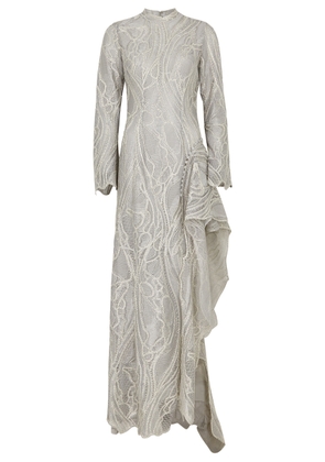 Jonathan Simkhai Alda Embroidered Tulle Gown - Silver - 8