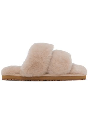 Mou Pink 2-Stripes Shearling Slippers