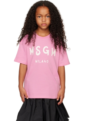 MSGM Kids Kids Pink Logo T-Shirt