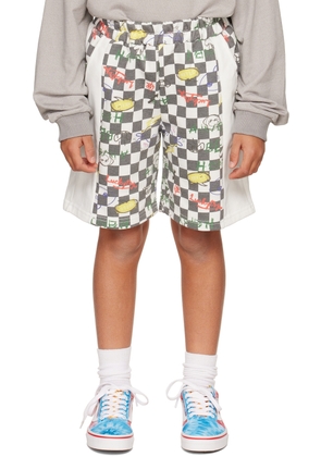 Luckytry Kids Off-White Doodle Checkered Shorts