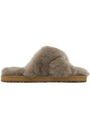 Mou Taupe Criss-Cross Slippers