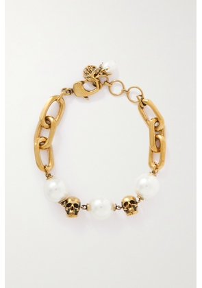 Alexander McQueen - Gold-tone, Swarovski Pearl And Crystal Bracelet - One size