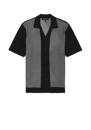 Rag & Bone Harvey Knit Camp Shirt in Black & White - Black. Size L (also in M, S, XL).