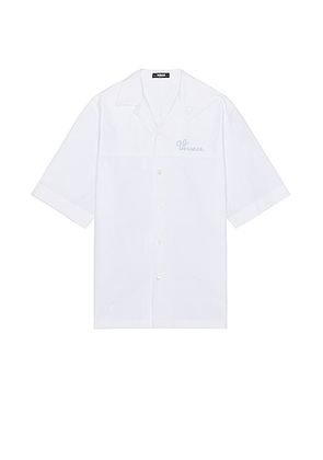 VERSACE Nautical Logo Embroidery Shirt in White - White. Size 46 (also in 48, 50, 52).