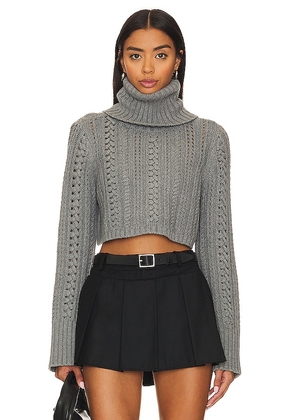 Camila Coelho Daria Cable Sweater in Grey. Size L, M, S, XXS.