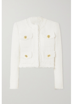 Balmain - Cropped Embellished Tweed Jacket - White - FR34,FR36,FR38,FR40,FR42,FR44,FR46